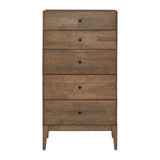 Homelegance By Top-Line Dominik Walnut Finish 5-Drawer Chest Walnut Rubberwood