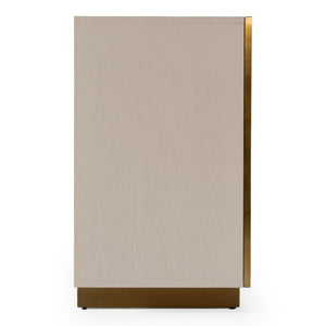 VIG Furniture Auer Cream Ash Mid-Century Buffet With Brushed Gold Accents, Ample Storage, Adjustable Shelves, Ready-To-Use VGGMW-1603A-CRM