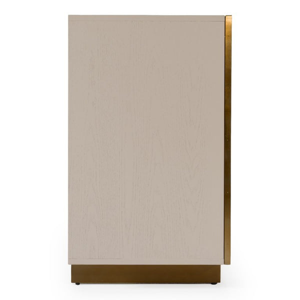 VIG Furniture Auer Cream Ash Mid-Century Buffet With Brushed Gold Accents, Ample Storage, Adjustable Shelves, Ready-To-Use VGGMW-1603A-CRM