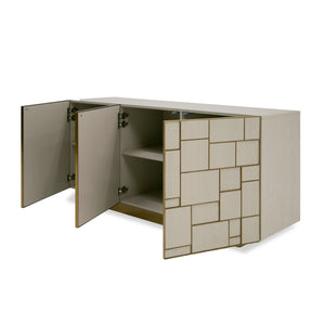 VIG Furniture Modrest Auer - Mid-Century Modern Cream Ash + Gold Buffet VGGMW-1603A-CRM