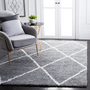 Safavieh August500 Power Loomed Shag Rug Light Grey / Ivory AUG531F-4