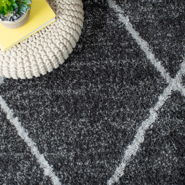 Safavieh August500 Power Loomed Shag Rug Dark Grey / Ivory AUG531G-8