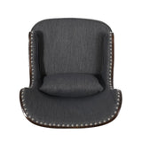 Christopher Knight Home® - Noble House - Mantua Contemporary Fabric Upholstered Accent Chair with Nailhead Trim, Charcoal and Dark Brown