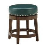 Homelegance By Top-Line Emerson Brown Finish Faux Leather 18" Swivel Dining Height Stool (Set of 2) Green Rubberwood