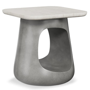 Bernhardt Bernhardt Sereno Side Table — Sculptural Sasso Resin Base With Walnut Lutra Top, Rustic Modern Accent 329121