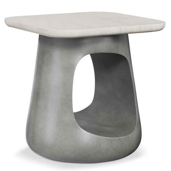 Bernhardt Bernhardt Sereno Side Table — Sculptural Sasso Resin Base With Walnut Lutra Top, Rustic Modern Accent 329121