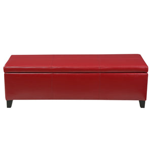 English Elm Glouster Bench Style Pu Leather Storage Ottoman with Soft Close Lid for Bedroom Red 57742.00RED