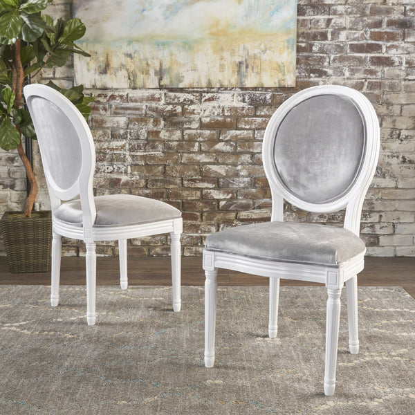 English Elm Christopher Knight Home® - Kd Dining Chair Set Of 2 - Elegant Upholstered Velvet With Iconic Round Backrest, Fluted Legs 60352.00NVLTHGRY