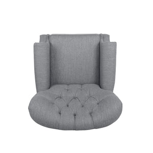 English Elm Christopher Knight Home® - Button Button Tufted Heavy Duty Manual Push-Back Recliner Chair with Nailhead Accents and Comfort Backrest Grey 71976.00GRY