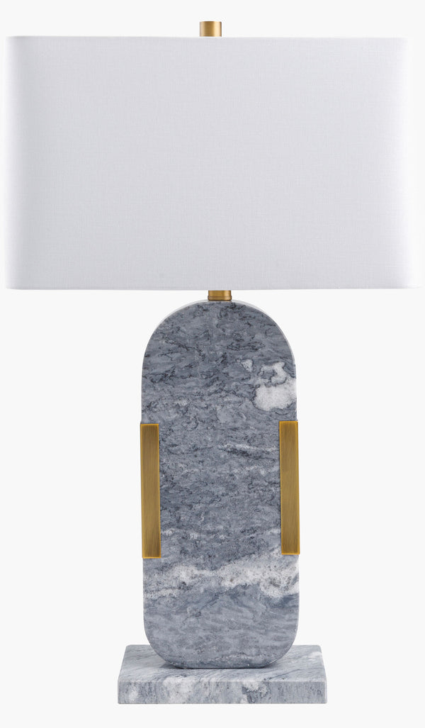 Surya Auroria Elegant Marble Accent Table Lamp With White Linen Shade – Perfect For Traditional Homes! Body, Gray Marble,Iron,Marble,Linen,Polyester,Iron Aur-001