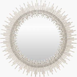 Surya Auriga Mid-century Modern 38” Accent Mirror - Elegant Wall Decor For Living Room & Hallway Style Frame, Metallic ,Nickel Iron Auri001-3838