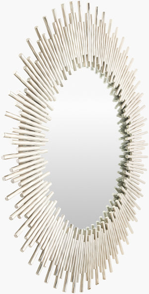 Surya Auriga Mid-century Modern 38” Accent Mirror - Elegant Wall Decor For Living Room & Hallway Style Frame, Metallic ,Nickel Iron Auri001-3838