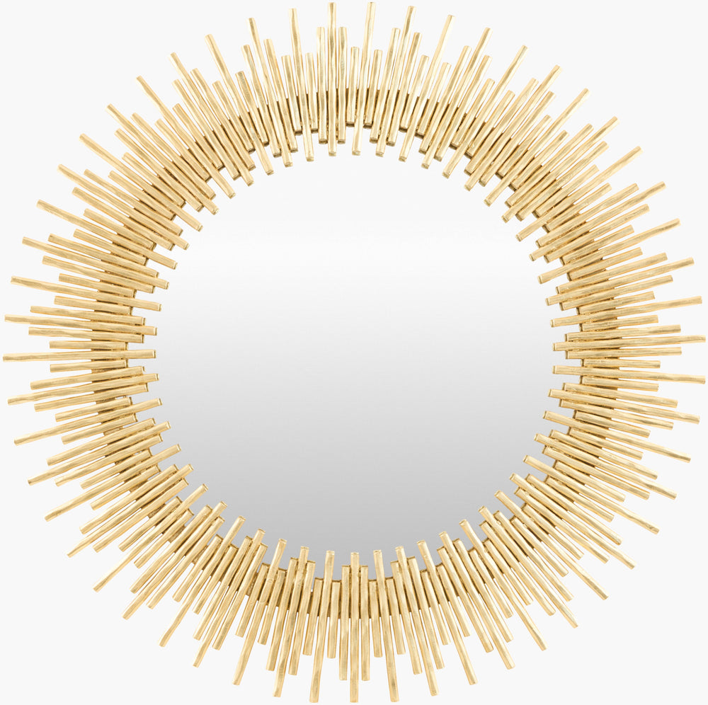 Surya Auriga Mid-century Modern 38” Accent Mirror - Elegant Wall Decor For Living Room & Hallway Style Frame, Gold Iron Auri002-3838