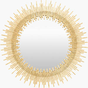 Surya Auriga Mid-century Modern 38” Accent Mirror - Elegant Wall Decor For Living Room & Hallway Style Frame, Gold Iron Auri002-3838