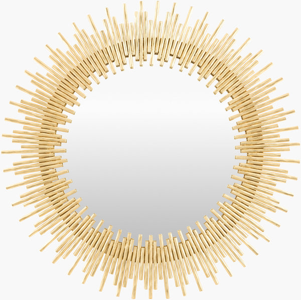 Surya Auriga Mid-century Modern 38” Accent Mirror - Elegant Wall Decor For Living Room & Hallway Style Frame, Gold Iron Auri002-3838