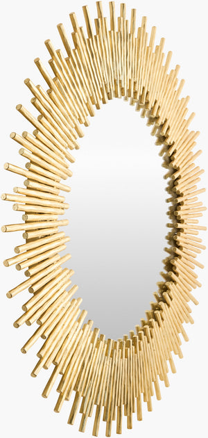 Surya Auriga Mid-century Modern 38” Accent Mirror - Elegant Wall Decor For Living Room & Hallway Style Frame, Gold Iron Auri002-3838