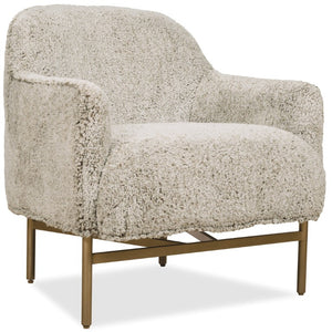 Hooker Furniture Milo Shear Fawn Lounge Chair With Rounded Barrel Back, Gold Metal Base — Plush Modern Accent Seating CC902-01-483