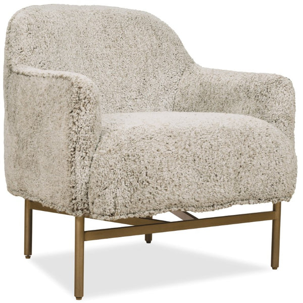 Hooker Furniture Milo Shear Fawn Lounge Chair With Rounded Barrel Back, Gold Metal Base — Plush Modern Accent Seating CC902-01-483