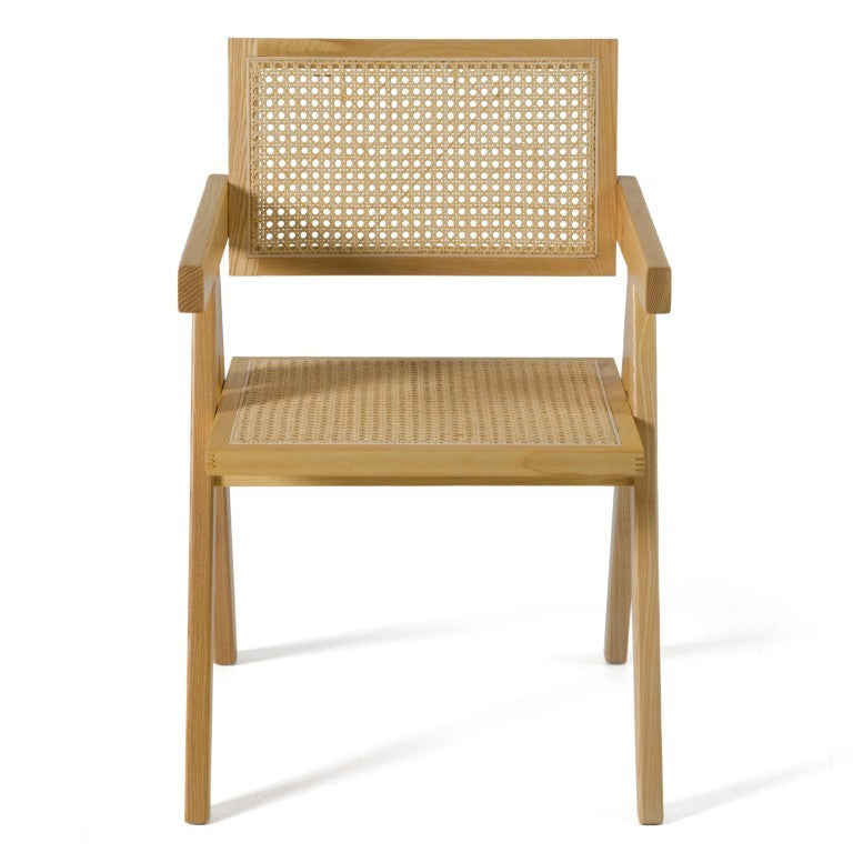VIG Furniture Aurora Handwoven Rattan Dining Arm Chair With Solid Ash Frame — Modern-Retro Comfort & Durability VGCS-ACH-21026