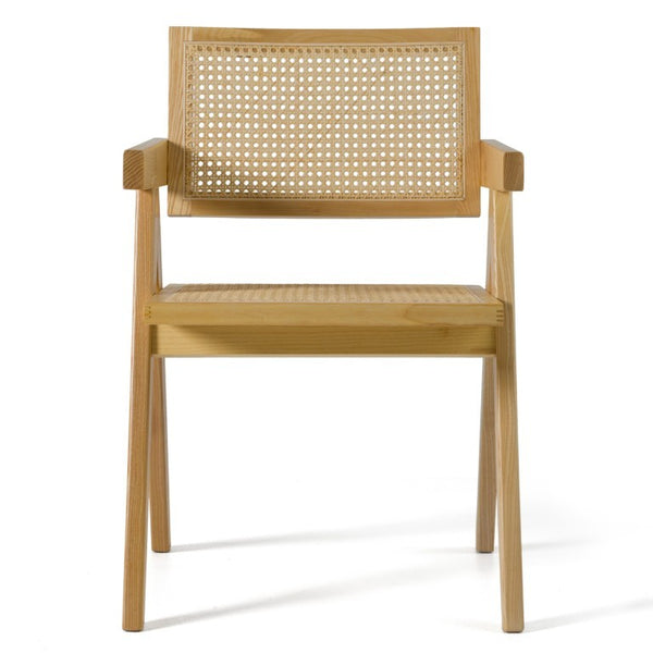 VIG Furniture Aurora Handwoven Rattan Dining Arm Chair With Solid Ash Frame — Modern-Retro Comfort & Durability VGCS-ACH-21026