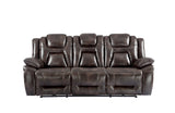 Steve Silver Oportuna Dual Power Sofa - Coffee Leatherette with Drop Down Table