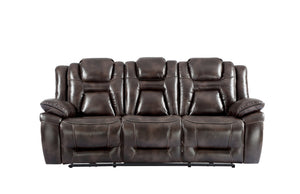 English Elm Steve Silver - Oportuna Dual Power Sofa with Drop-Down Table, Dark Brown Leatherette, Racing-Inspired Comfort and Style B081P157403