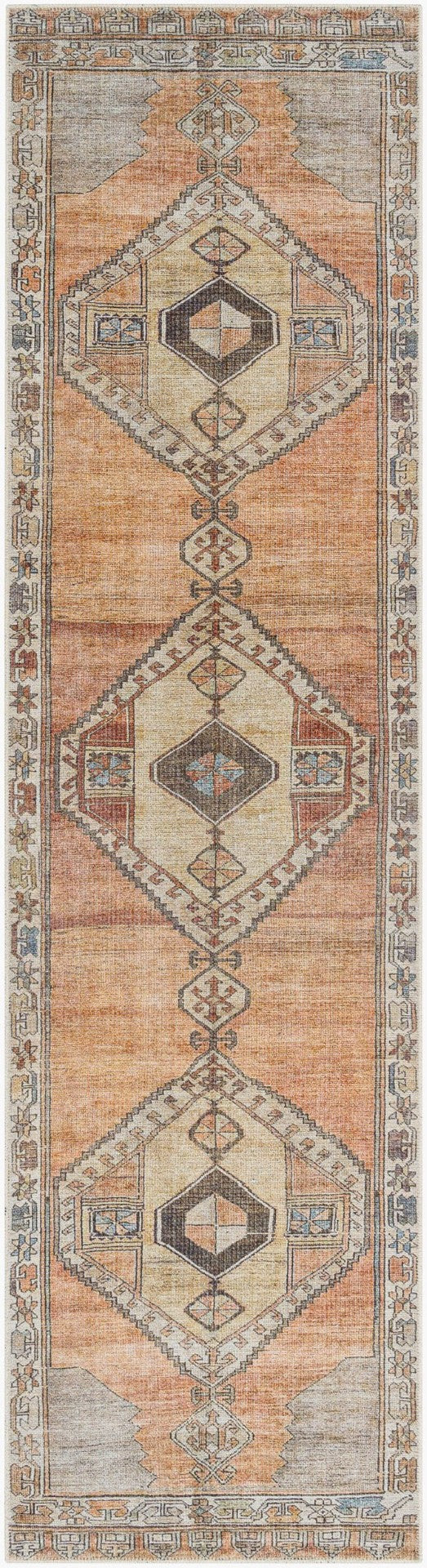 Livabliss Antiquity Flatweave Runner Rug Chenille Polyester Traditional Pattern for Hallways Dark Brown, Cam 2'7" x 12' AUY2303-2712