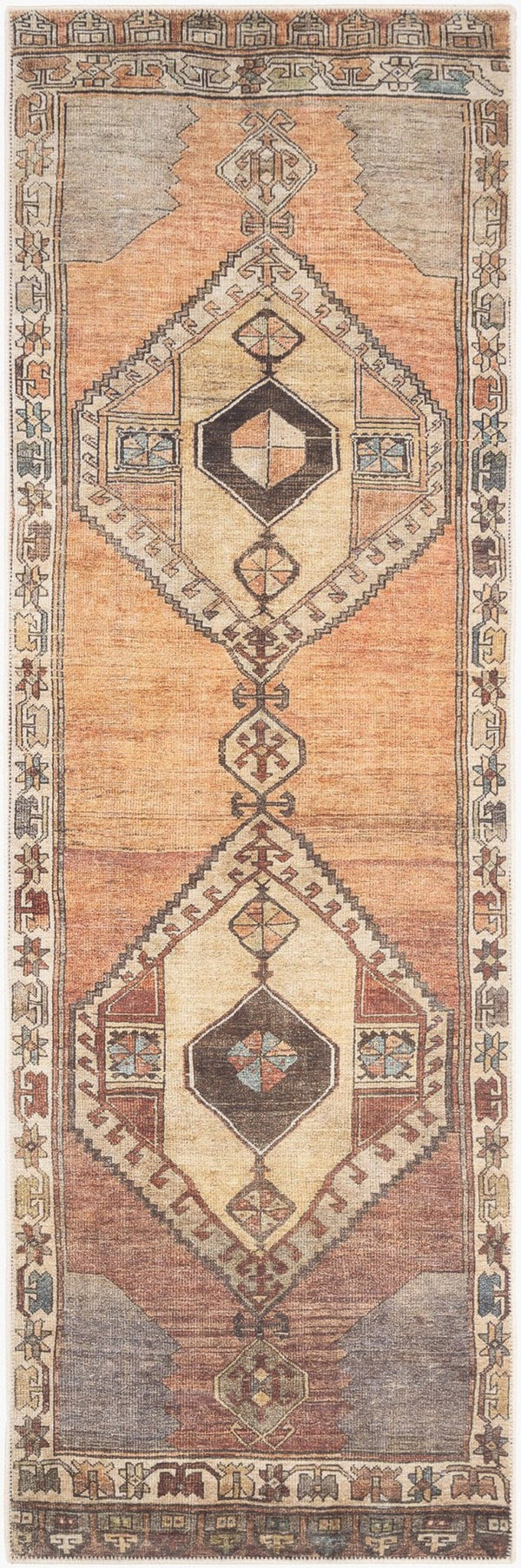 Livabliss Antiquity Flatweave Runner Rug Chenille Polyester Traditional Pattern for Hallways Dark Brown, Cam 2'7" x 7'3" AUY2303-2773