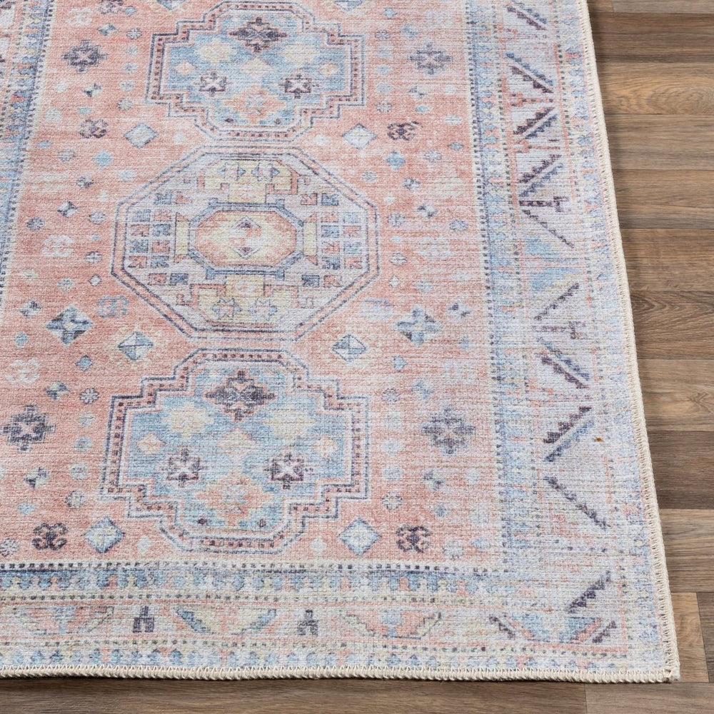 Livabliss Antiquity Flatweave Chenille Runner Rug Ornamental Traditional Pattern for Hallways Peach, Pale Blu 2'7" x 12' AUY2306-2712