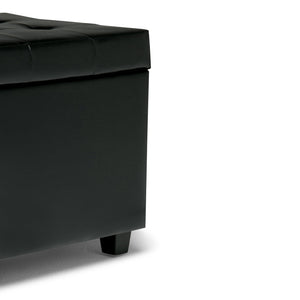 English Elm Cosmopolitan Storage Ottoman - Stylish Midnight Black Faux Leather With Safe Storage & Seating B136P159762