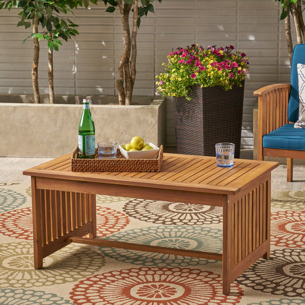 English Elm Christopher Knight Home® - CASA Acacia Coffee Table for Outdoor Patios — Stained Treated Wood, Compact Yet Spacious 40"W Brown+Antique Bronze 63307.00