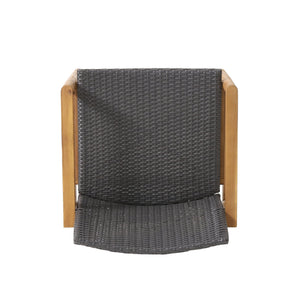 English Elm Christopher Knight Home® - BRYAN Teak Chat Set with Acacia Wood Frame & Wicker Seating — Loveseat, 2 Chairs, Coffee Table 73992.00GRY