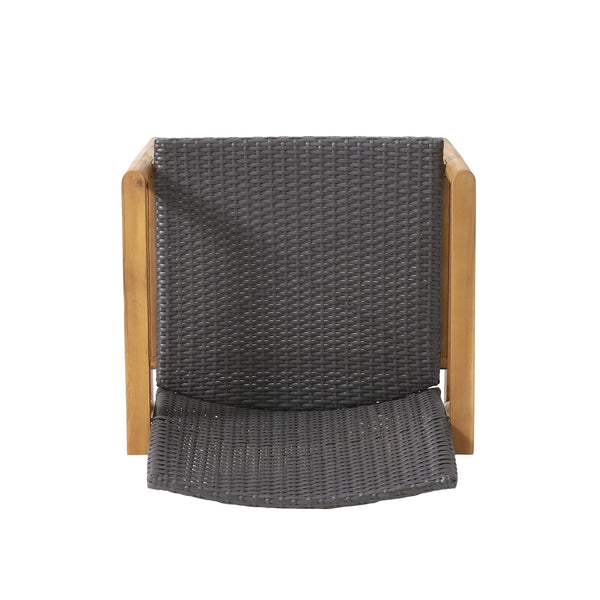 English Elm Christopher Knight Home® - BRYAN Teak Chat Set with Acacia Wood Frame & Wicker Seating — Loveseat, 2 Chairs, Coffee Table 73992.00GRY