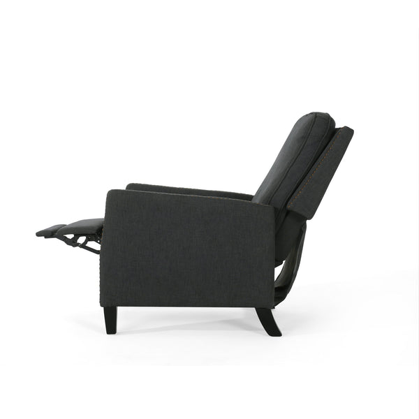 English Elm Christopher Knight Home® - 27.5" Wide Manual Standard Recliner with Plush Upholstery, Nailhead Trim & Contemporary Pushback Comfort Dark Gray 62808.00DGRY