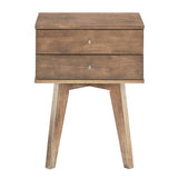 Homelegance By Top-Line Lana 2-Drawer Wood Nightstand Grey Rubberwood