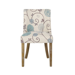 English Elm Fabric Dining Chairs with Nailhead Trim Plush Seat Rubberwood Legs Set of 2 72610.00WHTBLU