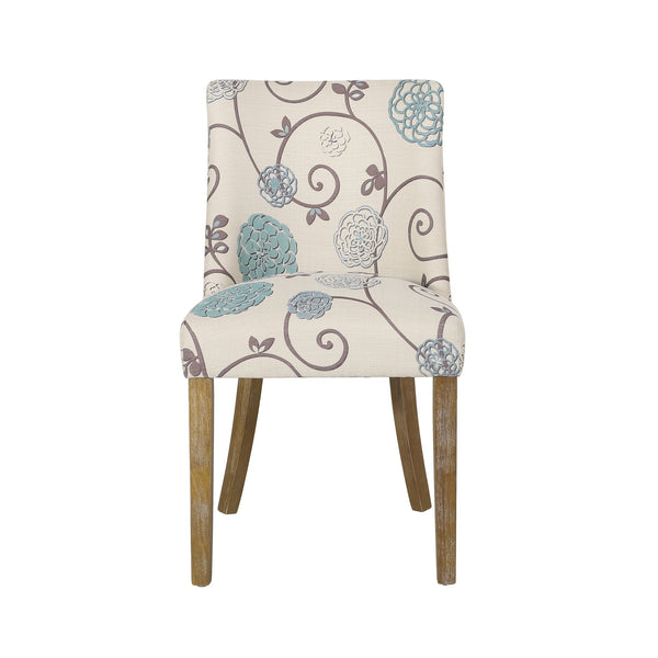English Elm Fabric Dining Chairs with Nailhead Trim Plush Seat Rubberwood Legs Set of 2 72610.00WHTBLU