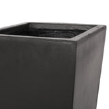 Christopher Knight Home® - Noble House - - 13" X 32.5" Outdoor Modern Mgo Cast Stone Planter, Black