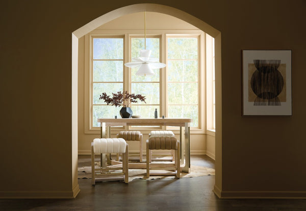 Hooker Furniture Banyon Counter-Height Gathering Table With Desert Oak Wire‑Brushed Top And Brushed Brass Legs For Stylish Dining 6081-75206-82