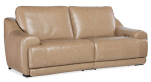 Hooker Furniture Wayward Power Sofa By Hooker Furniture Upholstery — Latte Semi-Aniline Leather, Power Recline & Headrests Brown SS650-PH3-070