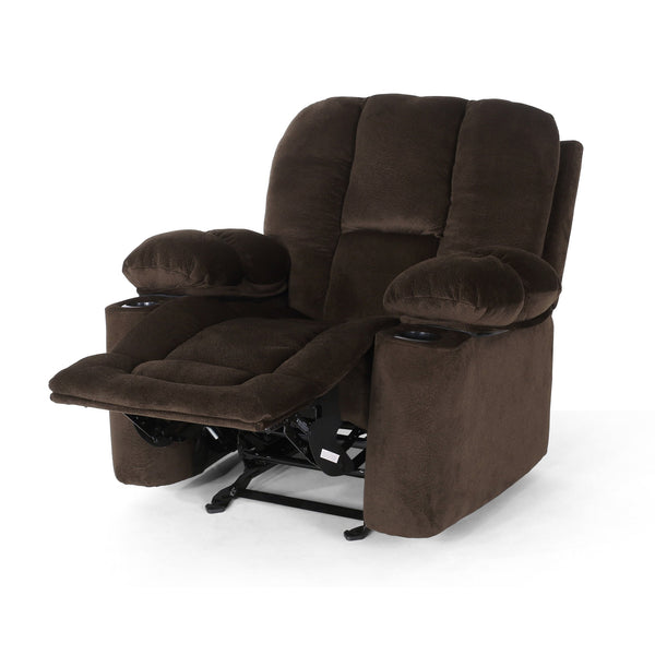 English Elm Christopher Knight Home® - Luxurious Manual Recliner Chair with Skin-Friendly Fabric, Dual Cup Holders, Ergonomic Padded Comfort Chocolate 57578.00CHO