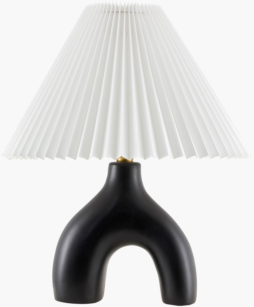 Livabliss Alvik Ceramic Art Deco Table Lamp with Linen Shade for Ambient Bedroom Lighting AVK-009
