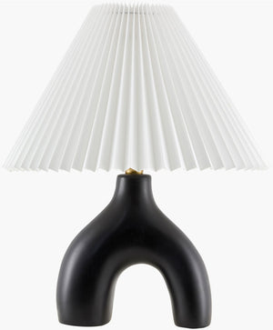 Livabliss Alvik Ceramic Art Deco Table Lamp with Linen Shade for Ambient Bedroom Lighting AVK-009