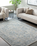 Avellino AVL-2301 9'2" x 12' Machine Woven Rug AVL2301-9212  Light Beige, Light Gray, Gray, Pale Blue, Deep Teal, Denim Surya