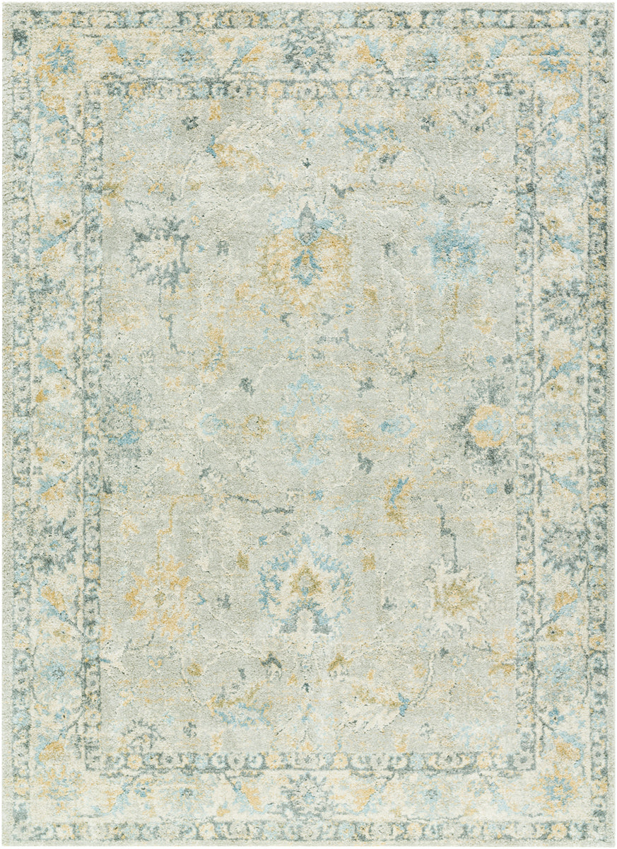 Avellino AVL-2310 9'2" x 12' Machine Woven Rug AVL2310-9212  Light Gray, Light Beige, Gray, Tan, Pale Blue, Deep Teal Surya