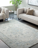 Avellino AVL-2314 9'2" x 12' Machine Woven Rug AVL2314-9212  Light Beige, Light Gray, Gray, Deep Teal, Pale Blue, Tan Surya