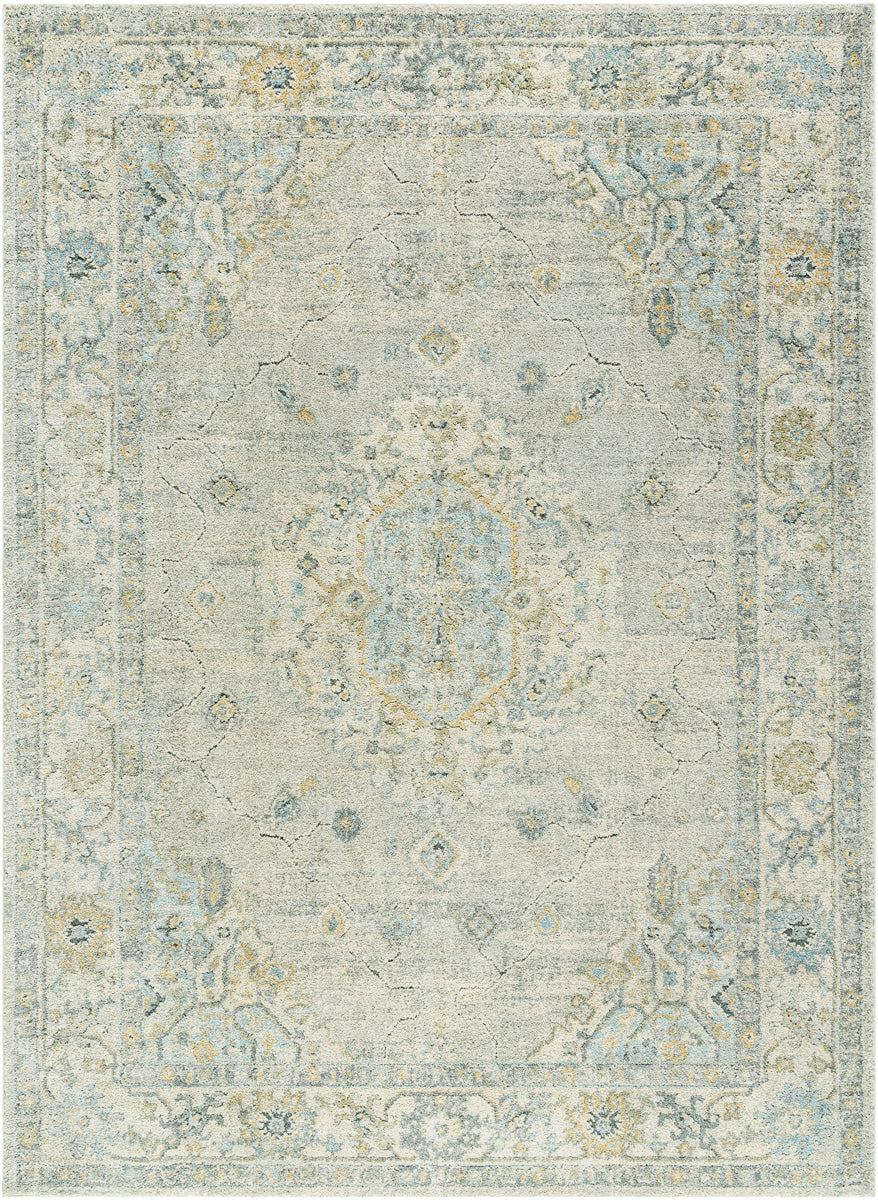 Avellino AVL-2316 9'2" x 12' Machine Woven Rug AVL2316-9212  Light Gray, Light Beige, Gray, Deep Teal, Pale Blue, Tan Surya