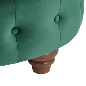 Homelegance By Top-Line Dayanna Velvet Tufted Scroll Arm Chesterfield Curved Loveseat Green Velvet