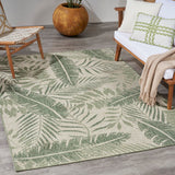 Nourison Garden Oasis GOA02 Machine Made Power-loomed Borderless Design Indoor/Outdoor Outdoor Tropical Rug Ivory Green, Ivory Green 100% Polypropylene 99446943637