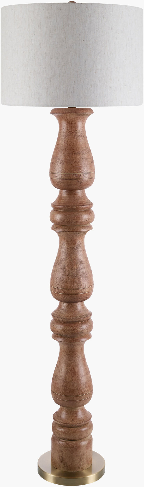 Surya Alvimare 66" Elegant Accent Floor Lamp With Resin Body & Linen Shade For Timeless Home Decor Body, Dark Brown,Base, Metallic ,Gold,Shade (Outside), Beige,Shade (Inside), White,Finial, Dark Brown,Harp, Metallic ,Nickel,Cord, Translucent Resin,Iron,Linen,Polyester,Resin Avm-001